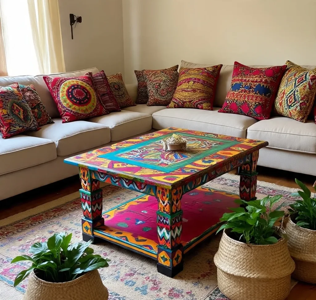 18-Boho-Chic Coffee Table Idea