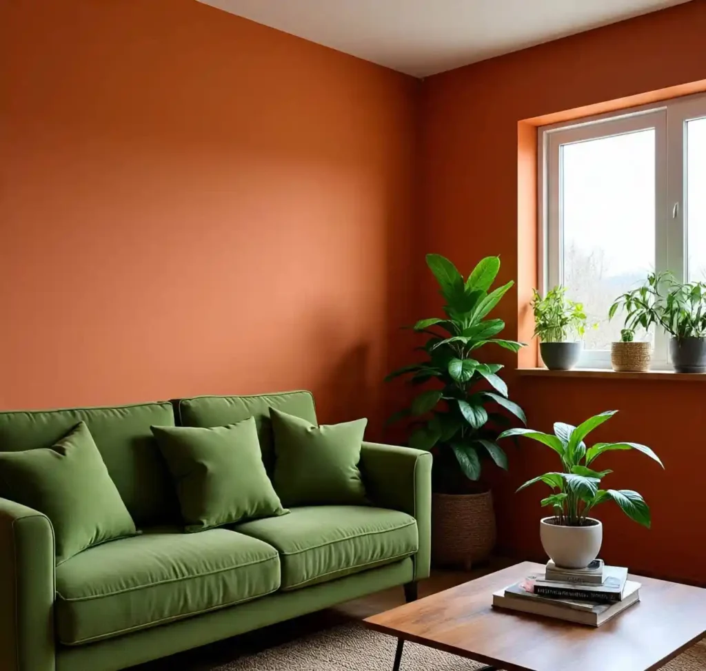 1-Orange and Green Living Room Ideas