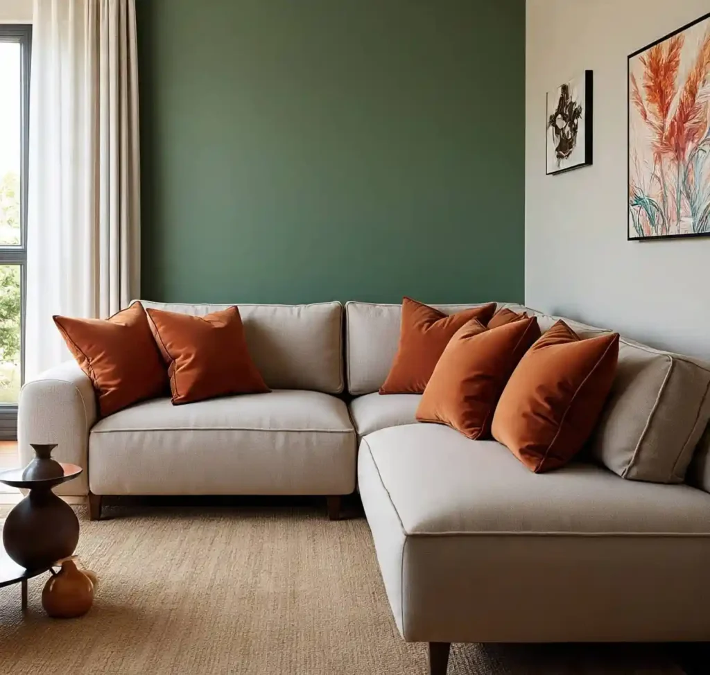 10-Orange and Green Living Room Idea