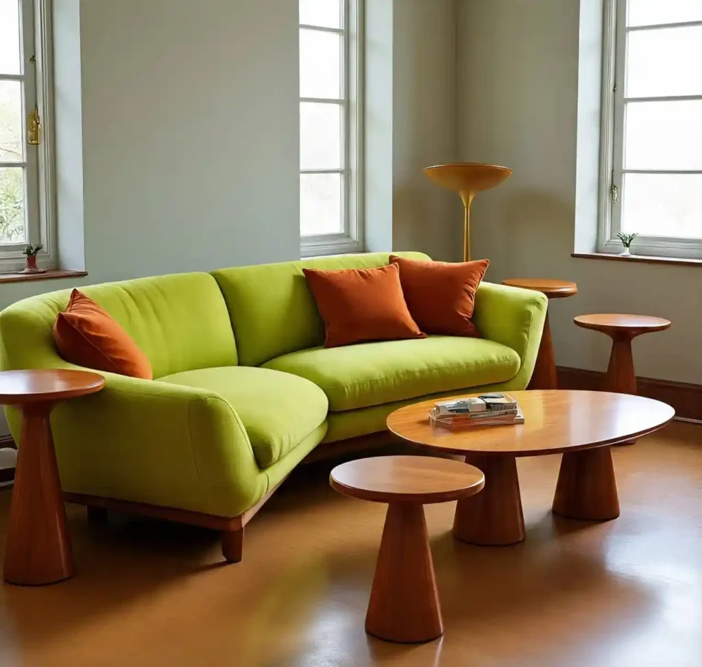 11-Orange and Green Living Room Idea