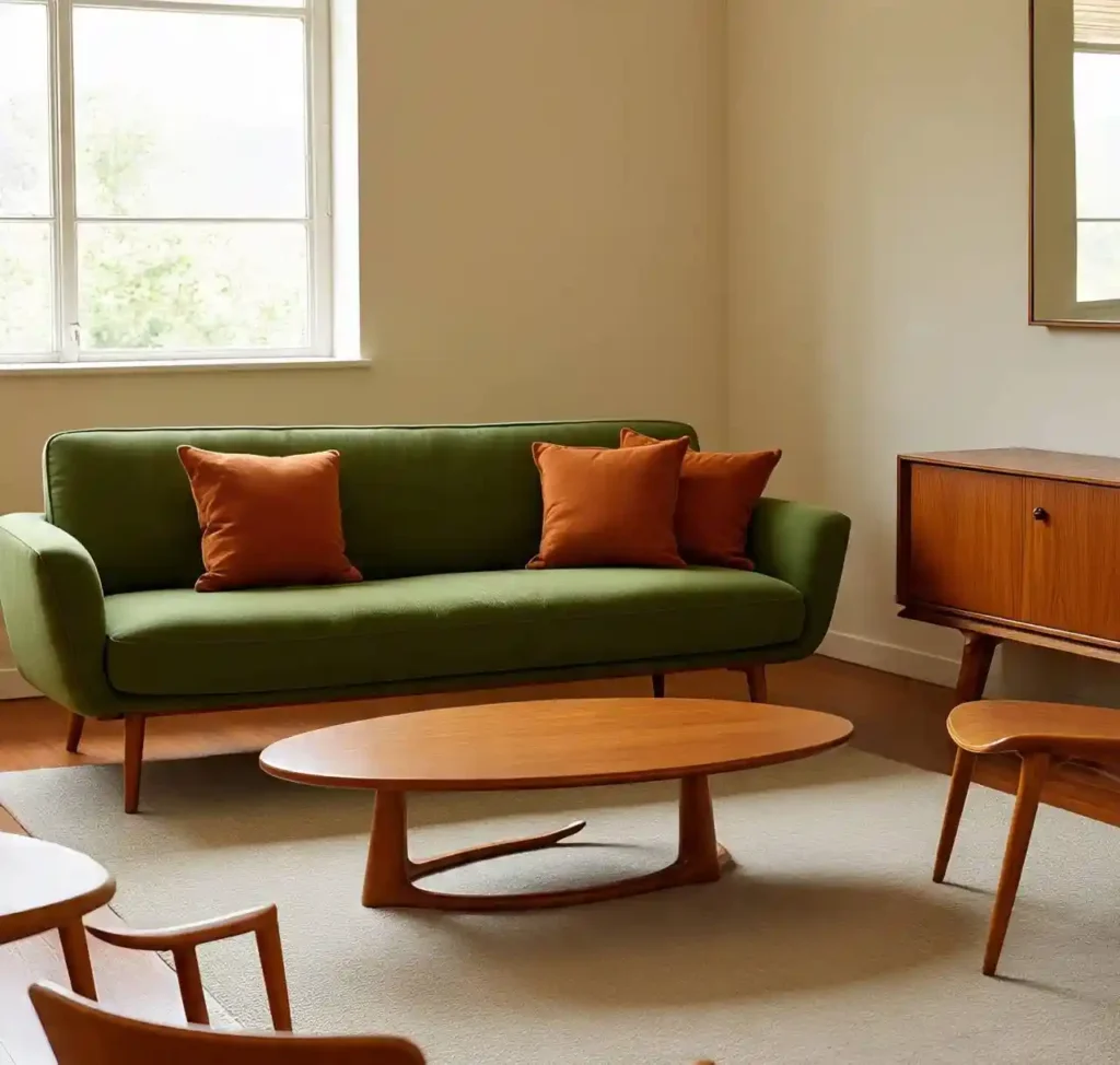 12-Orange and Green Living Room Idea