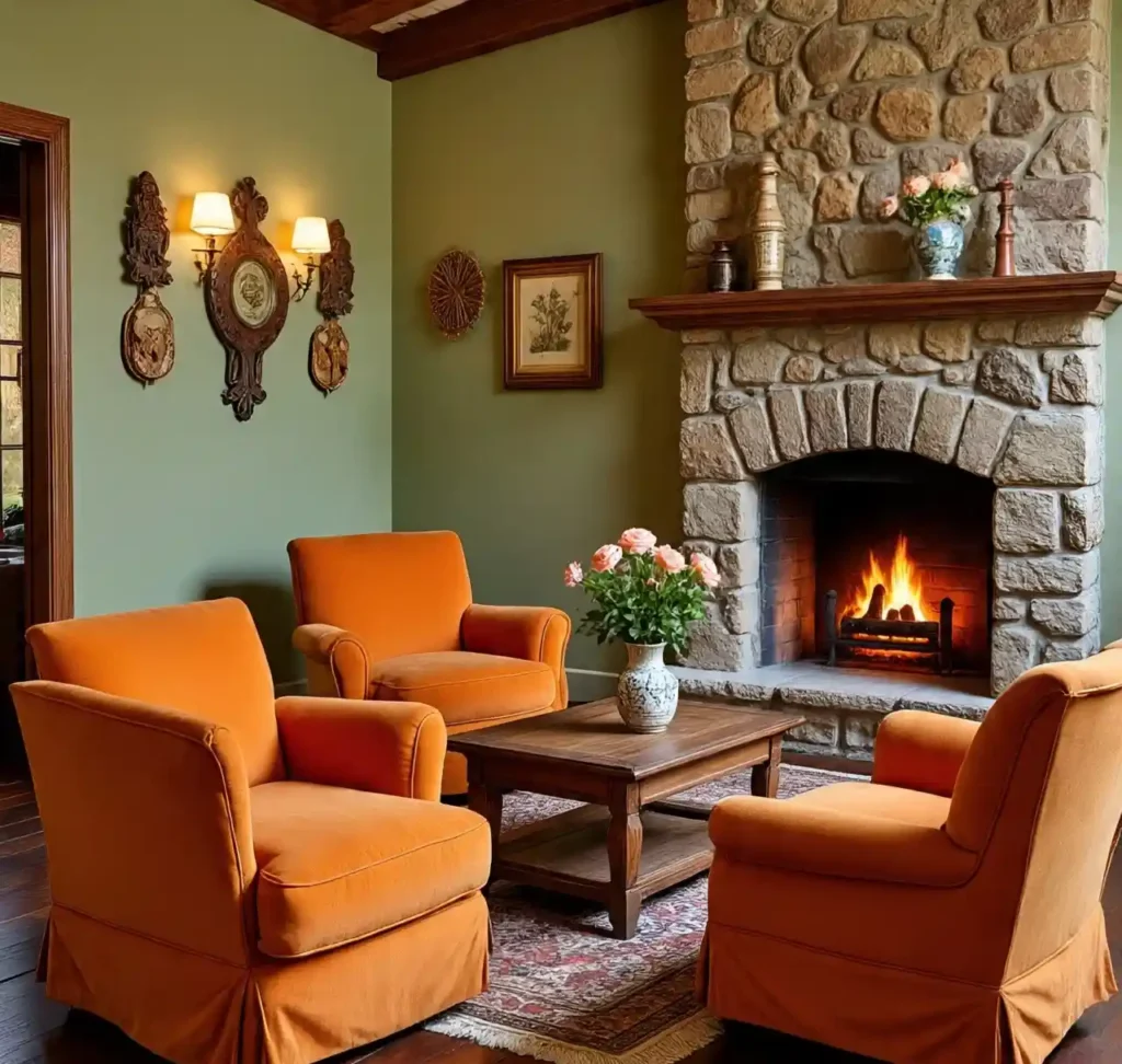 15-Green and Orange Room Idea
