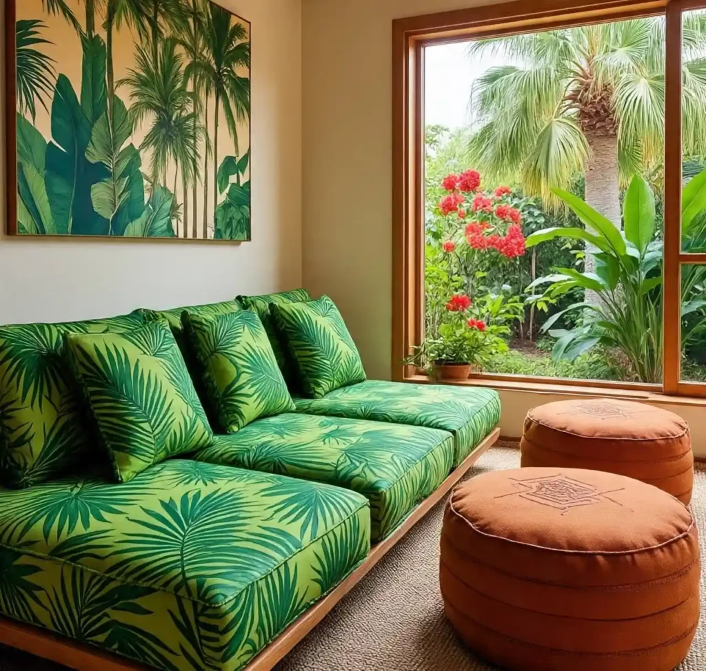 15-Orange and Green Living Room Idea