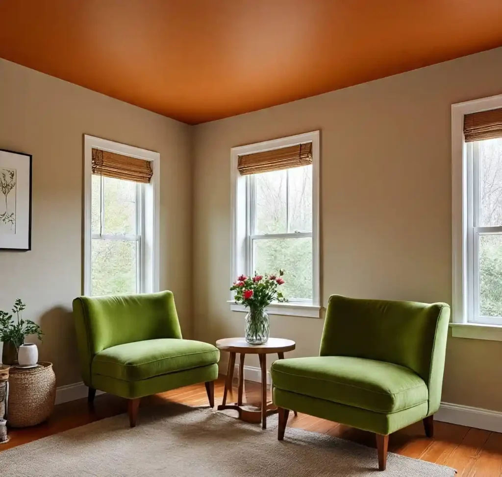 16-Orange and Green Living Room Idea