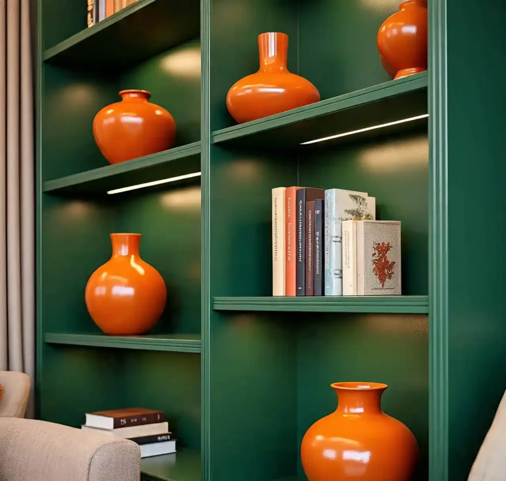 17-Orange and Green Living Room Idea