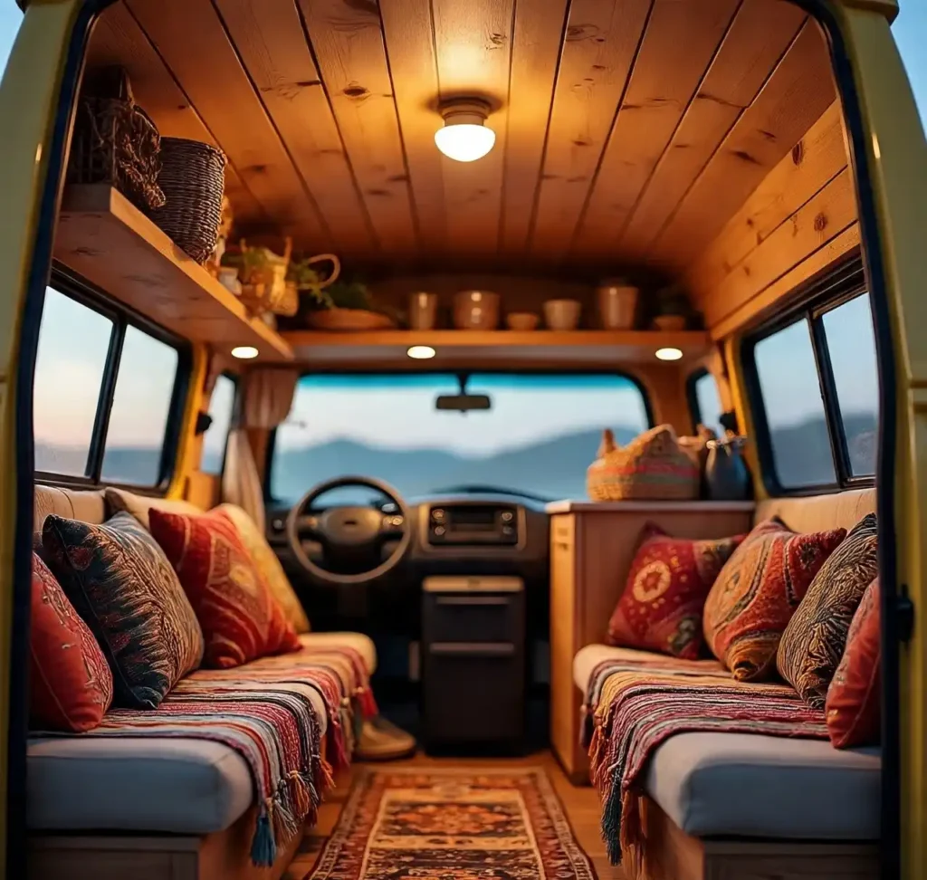 18-Bohemian Camper Van Interior Idea