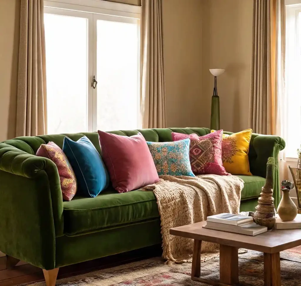 18-Boho Mid-Century Modern Living Room Idea