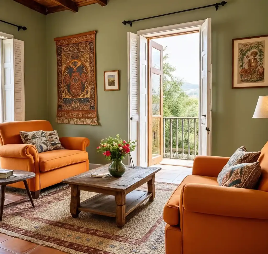 18-Green and Orange Room Idea