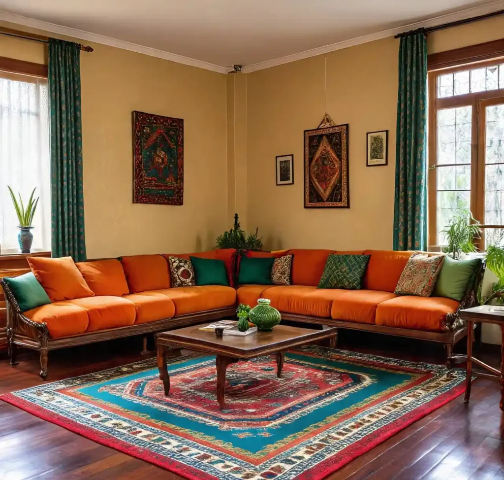 20-Orange and Green Living Room Idea