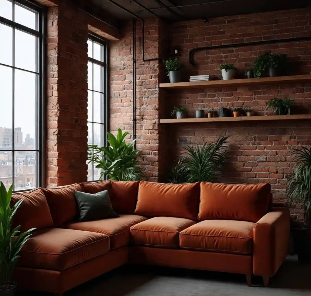 21-Orange and Green Living Room Idea