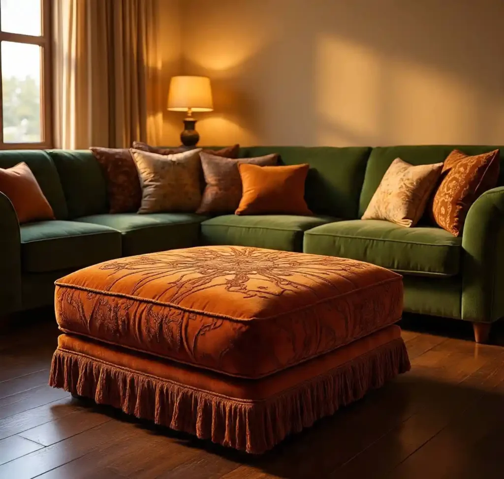 23-Orange and Green Living Room Idea