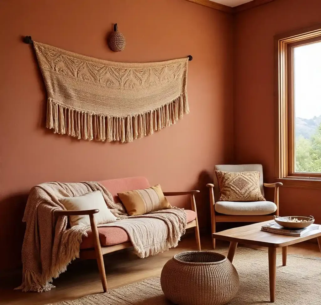 25-Boho Mid-Century Modern Living Room Idea