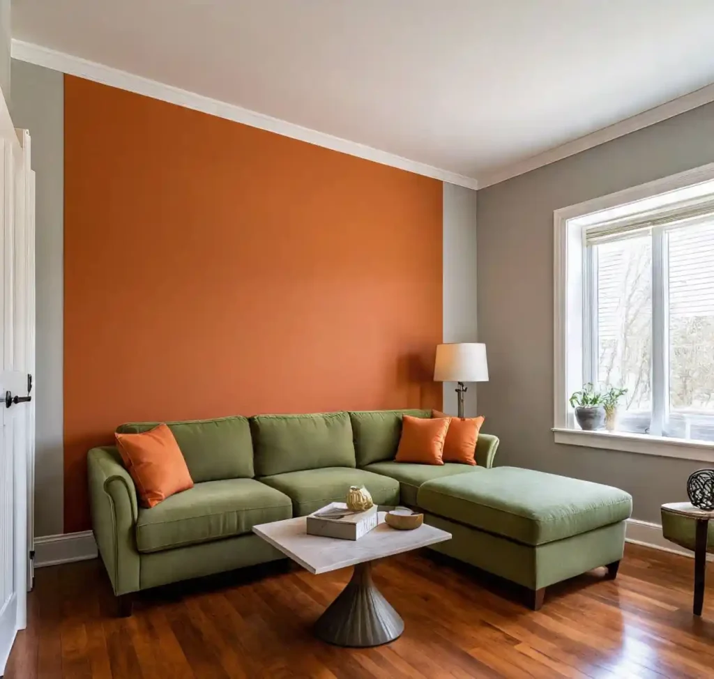 25-Orange and Green Living Room Idea