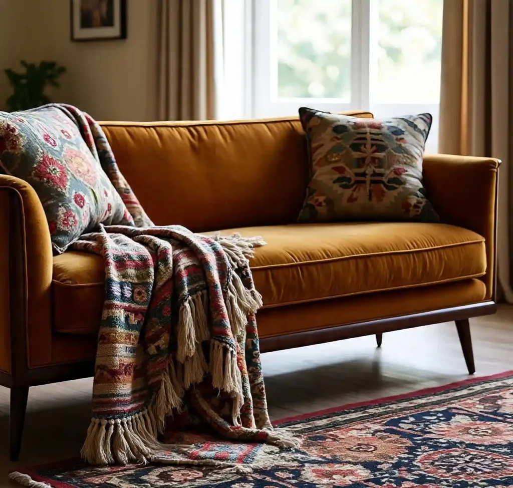 28-Boho Mid-Century Modern Living Room Idea