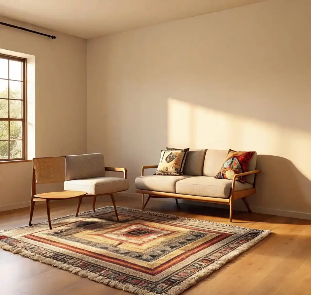 29-Boho Mid-Century Modern Living Room Idea