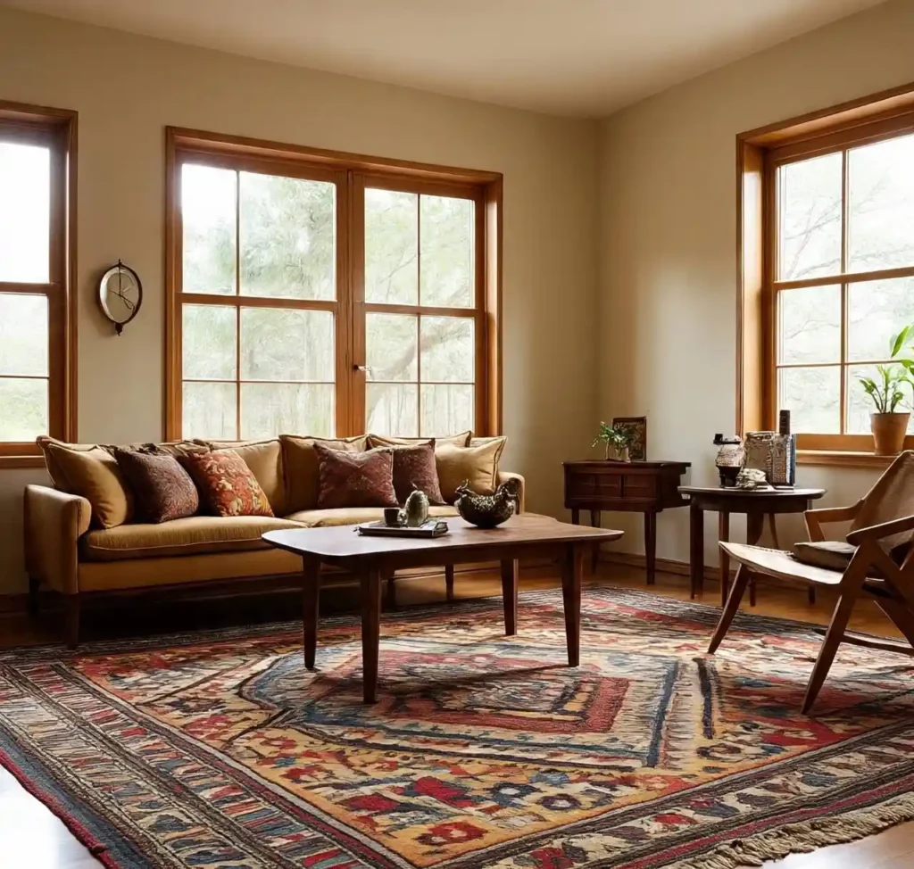 3-Boho Mid-Century Modern Living Room Idea