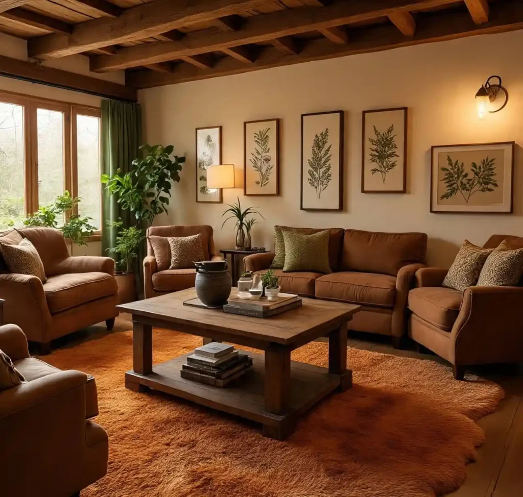 3-Orange and Green Living Room Idea