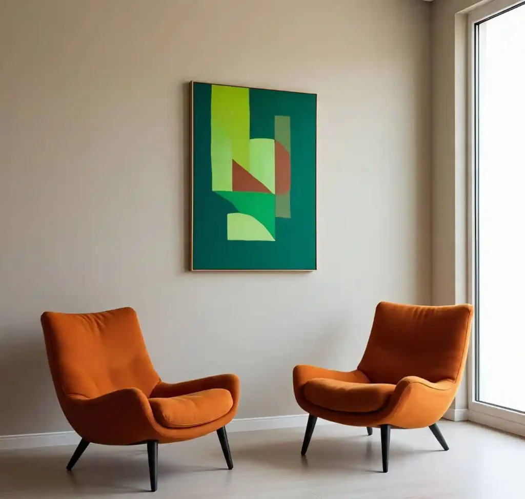 6-Orange and Green Living Room Idea