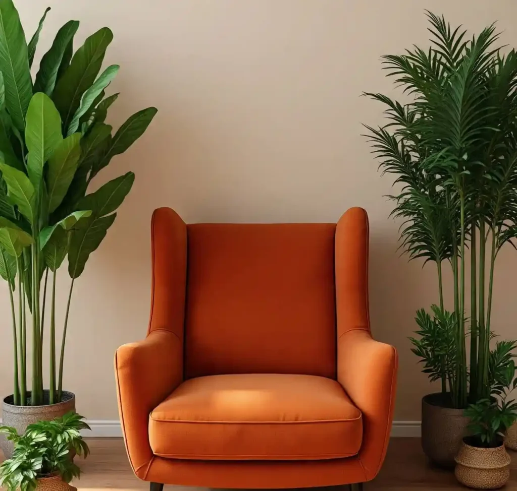 7-Orange and Green Living Room Idea
