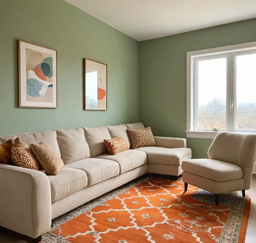 8-Green and Orange Room Idea