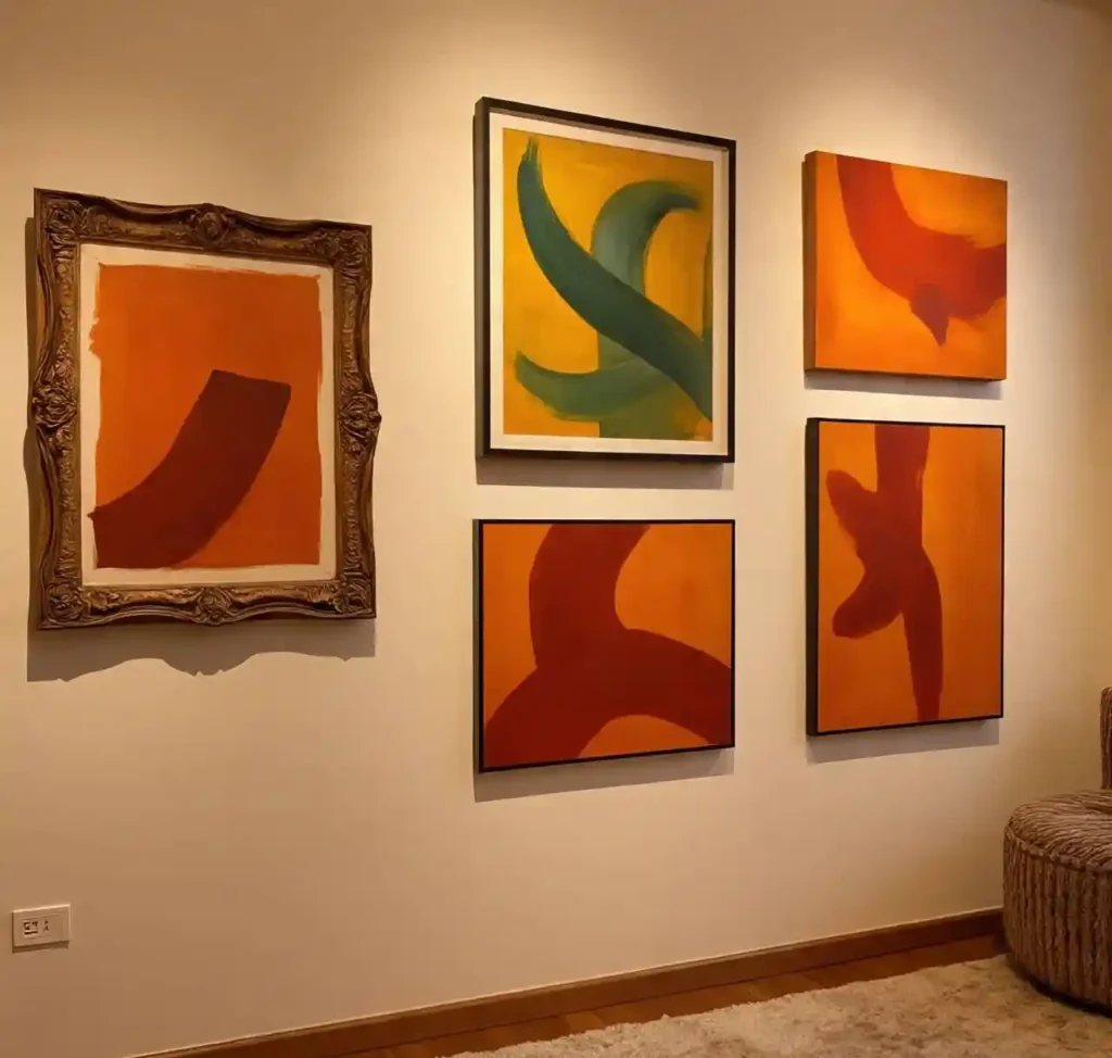 8-Orange and Green Living Room Idea