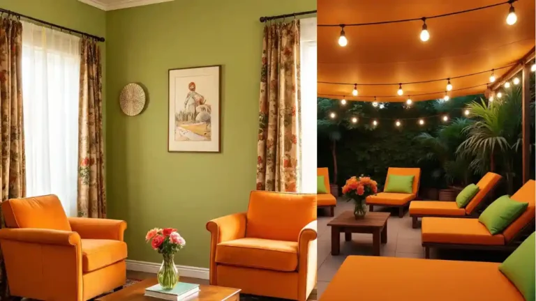 Vibrant Green and Orange Room Ideas with Cozy Armchair Inspiration