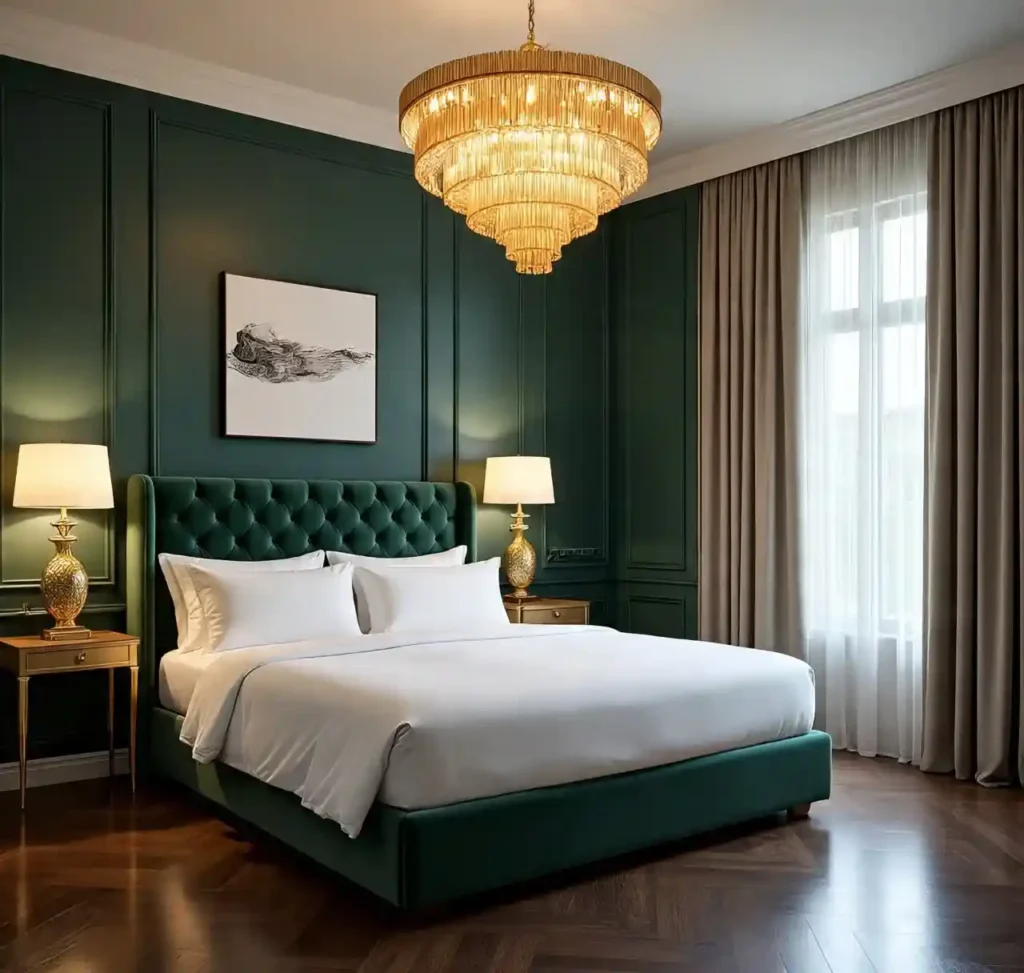 1-Green and Gold Bedroom Ideas