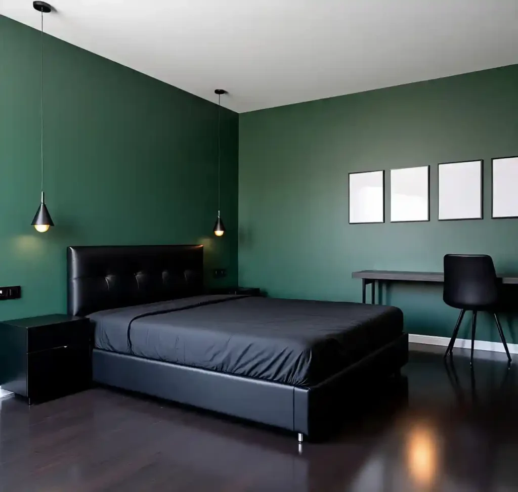 10-Dark Green Bedroom Idea