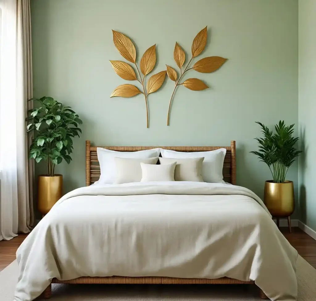 10-Green and Gold Bedroom Idea