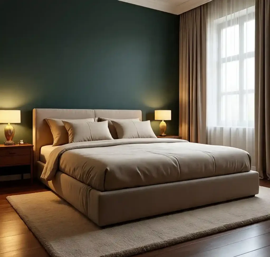 11-Dark Green Bedroom Idea