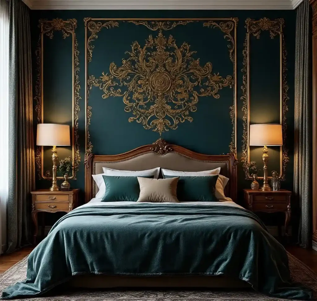 11-Teal Maximalist Bedroom Idea