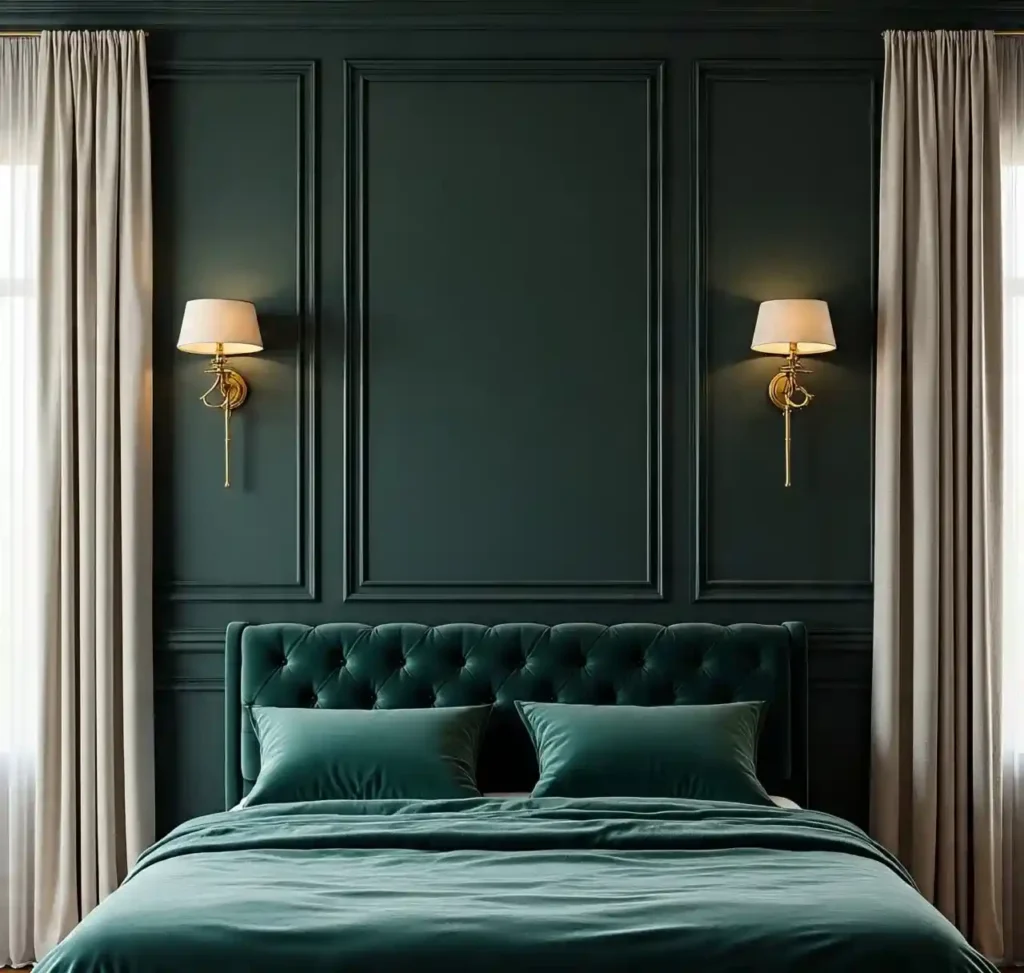 12-Dark Green Bedroom Idea