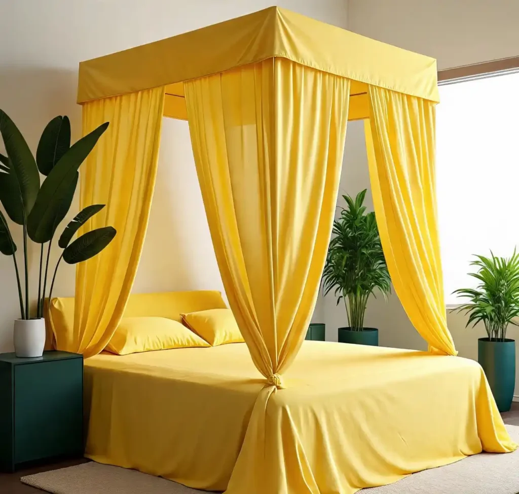 12-Dark Green and Yellow Bedroom Idea