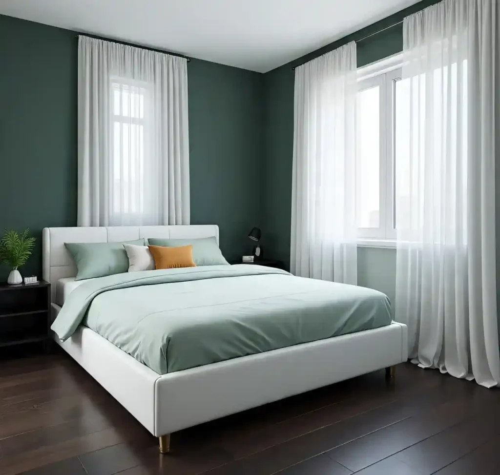 13-Dark Green Bedroom Idea