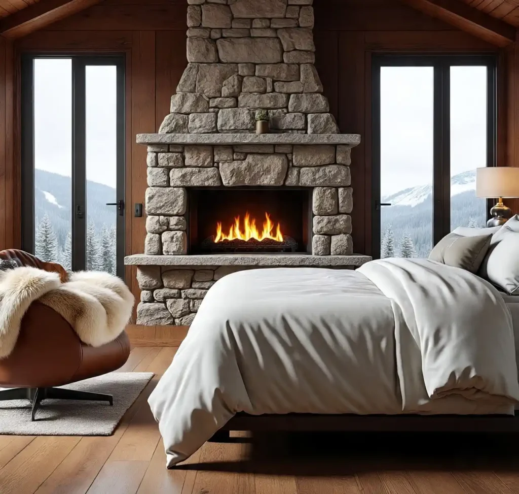 13-Stone Fireplace Bedroom Idea