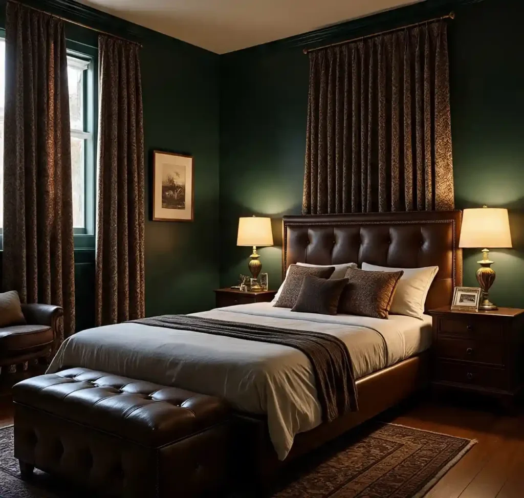 14-Dark Green Bedroom Idea