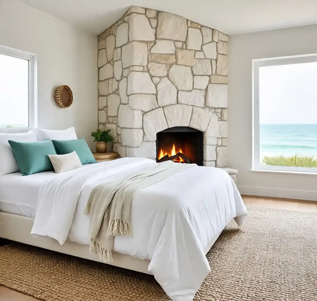 14-Stone Fireplace Bedroom Idea