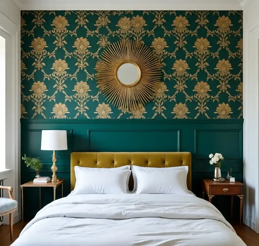 15-Green and Gold Bedroom Idea