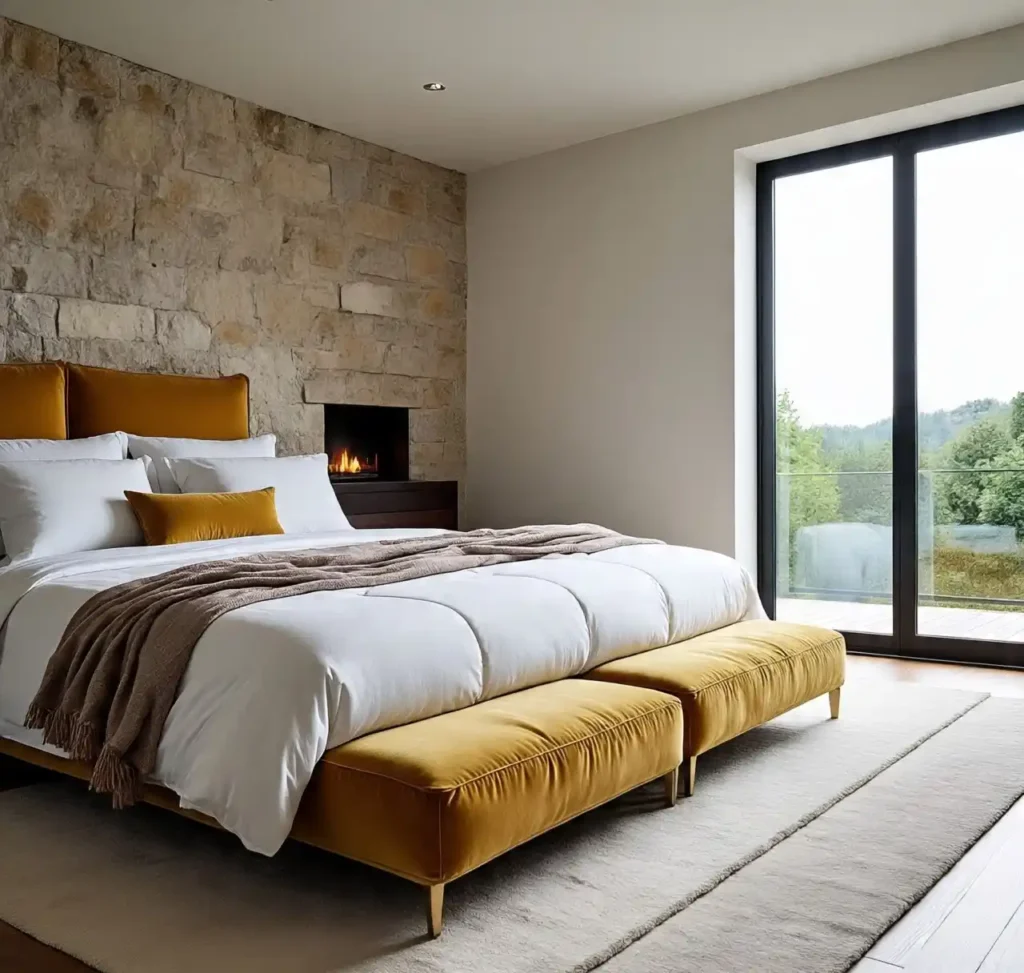 15-Stone Fireplace Bedroom Idea