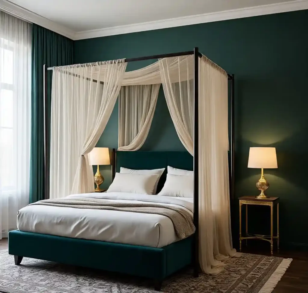 16-Dark Green Bedroom Idea