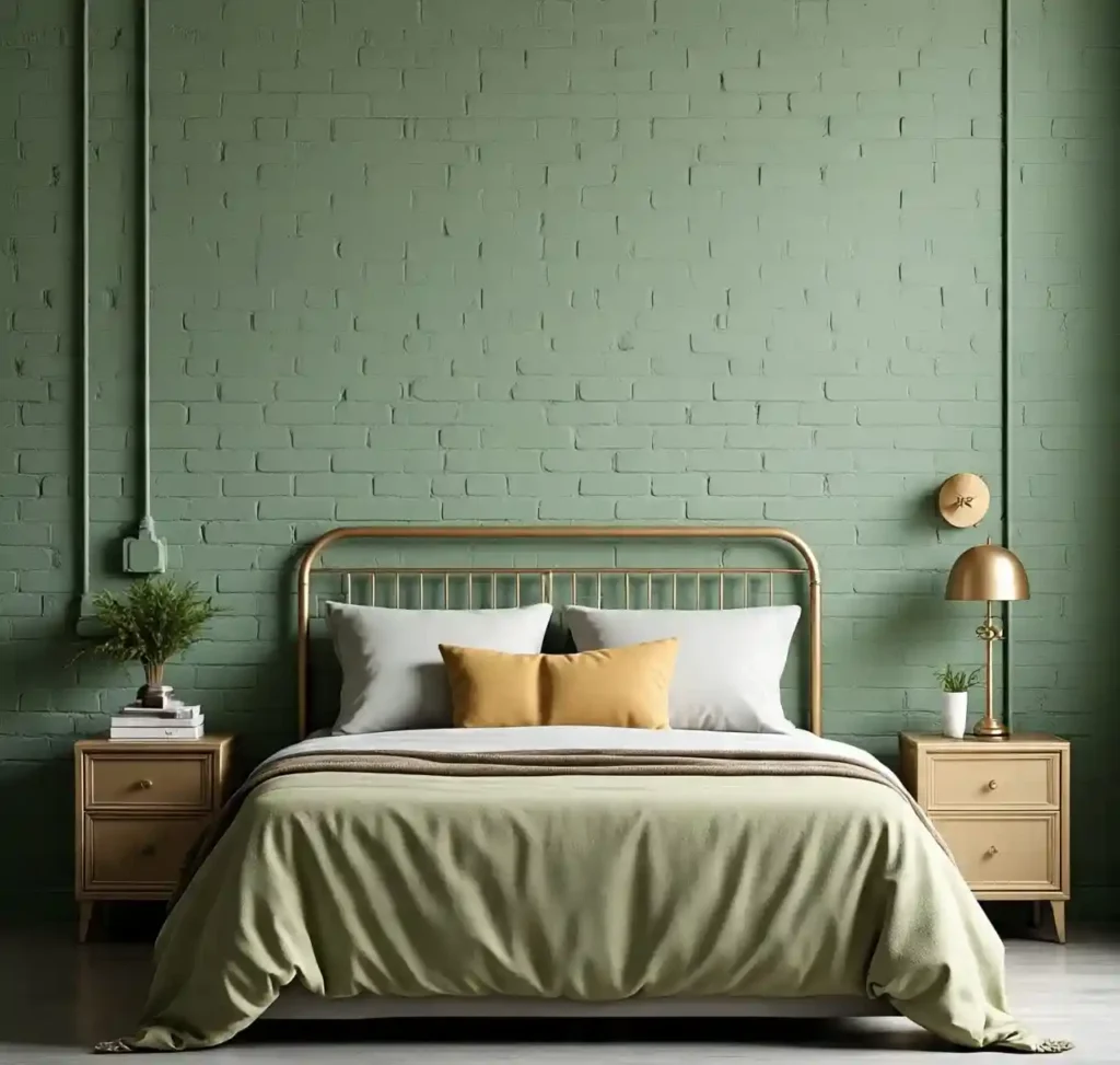 16-Green and Gold Bedroom Idea