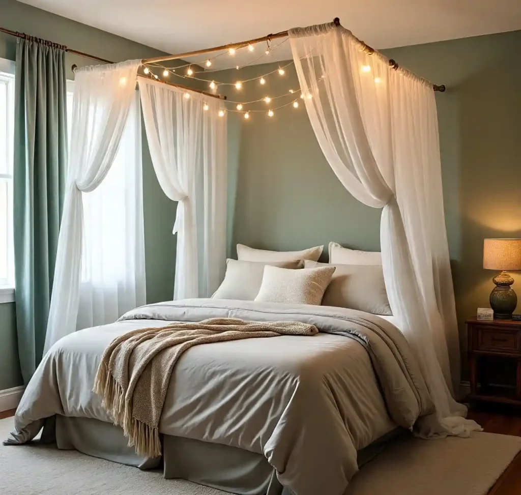 18-Sage Green Boho Bedroom Idea