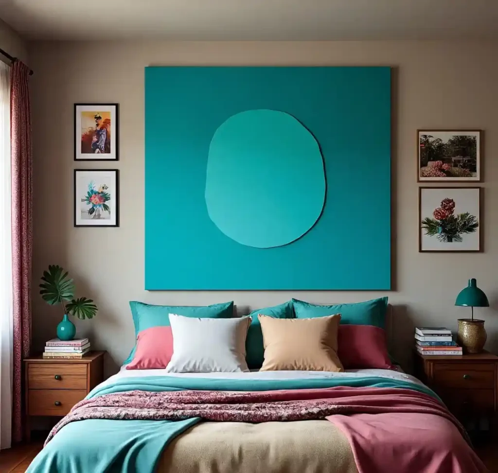 18-Teal Maximalist Bedroom Idea