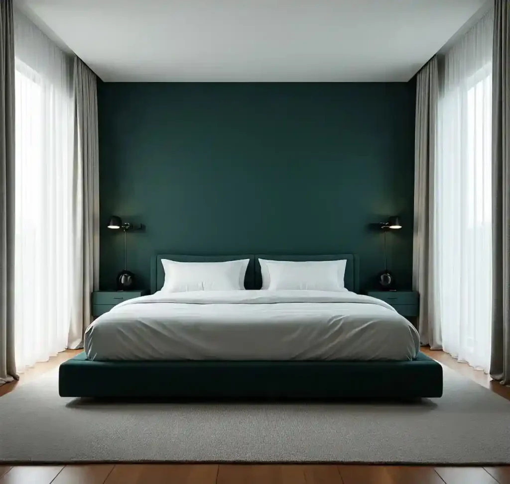 19-Dark Green Bedroom Idea