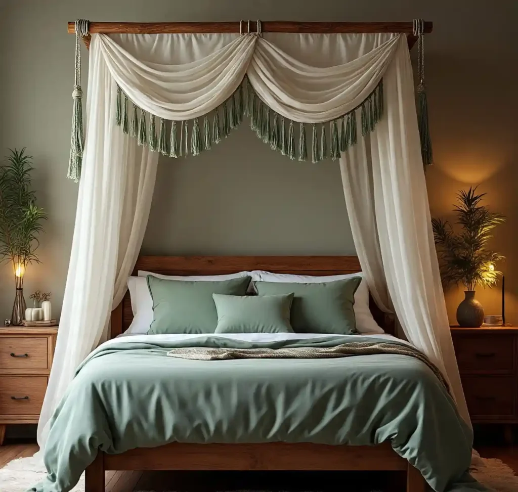 19-Sage Green Boho Bedroom Idea