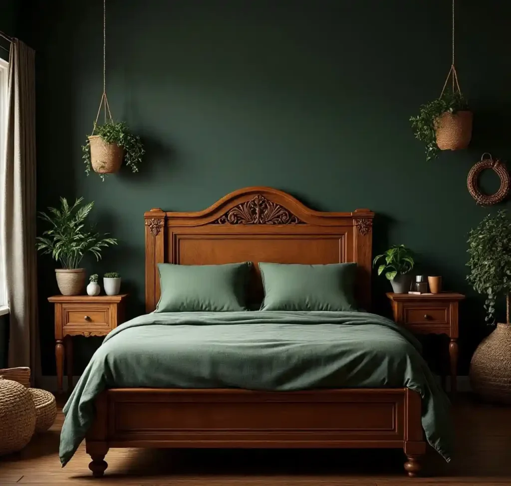2-Dark Green Bedroom Idea
