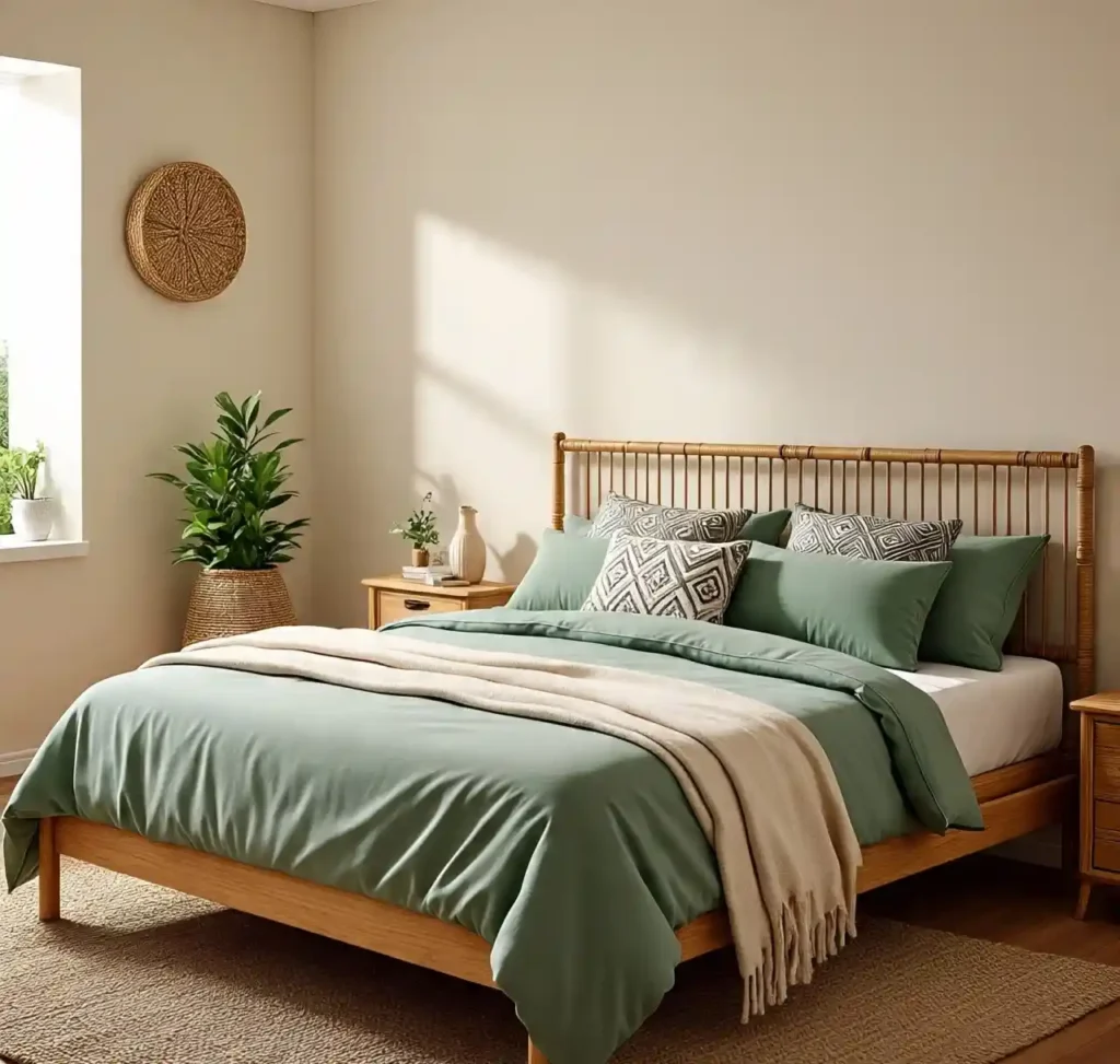 2-Sage Green Boho Bedroom Idea