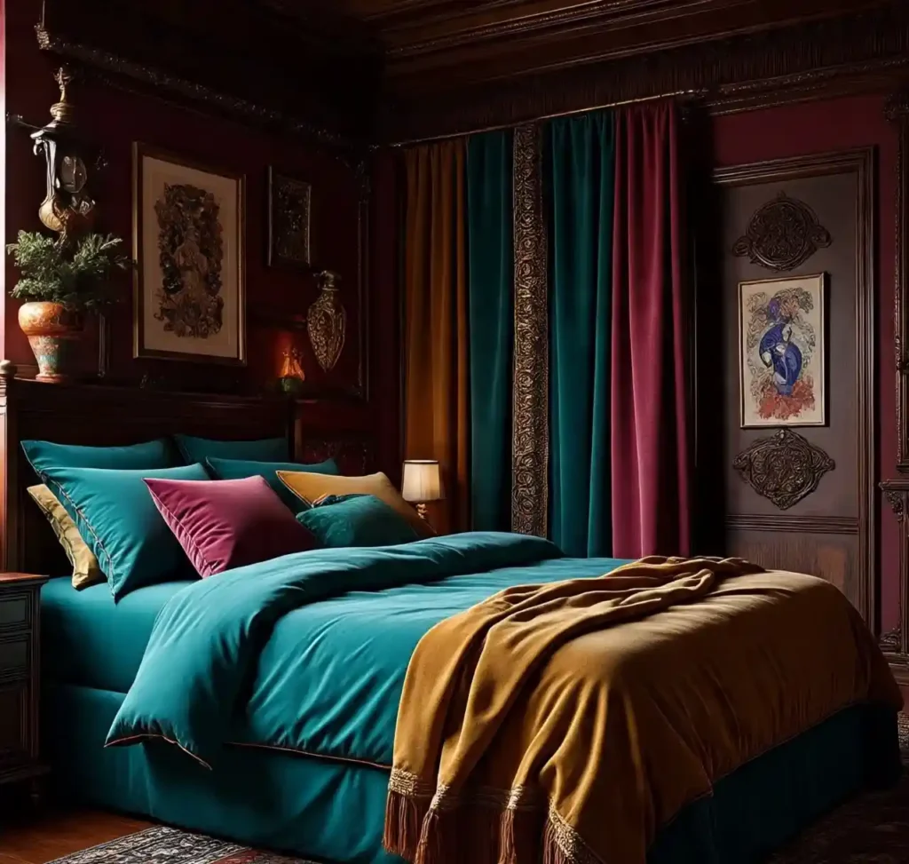 2-Teal Maximalist Bedroom Ideas