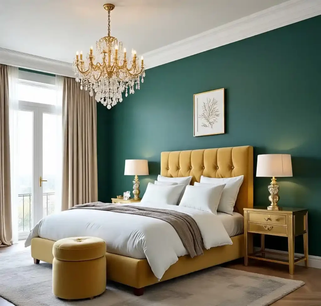 20-Green and Gold Bedroom Idea