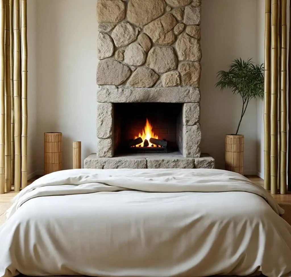 20-Stone Fireplace Bedroom Idea